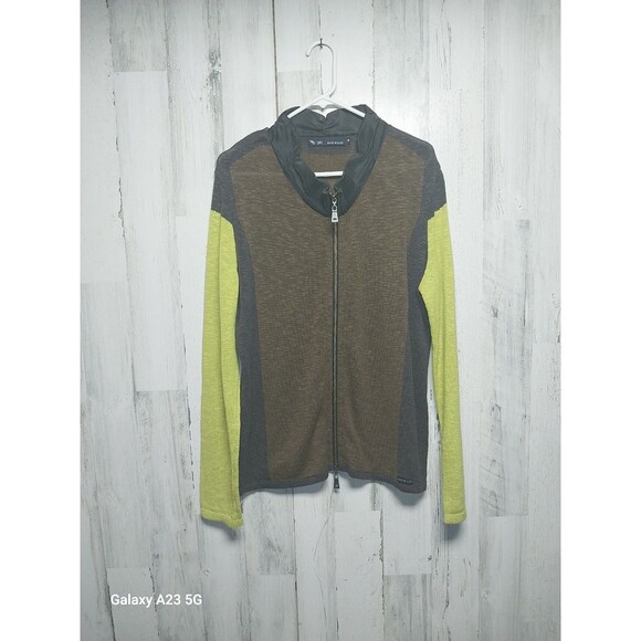 Life Blue Willi's XL Full Zip Linen Blend Color Block Sweater - Picture 1 of 7